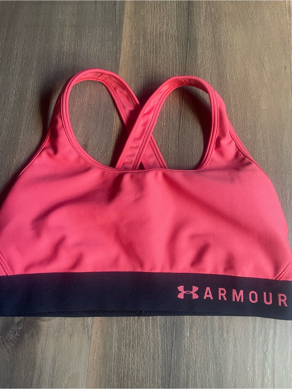 Under Armour Coral Pink Racerback Sports Bra with Black Band